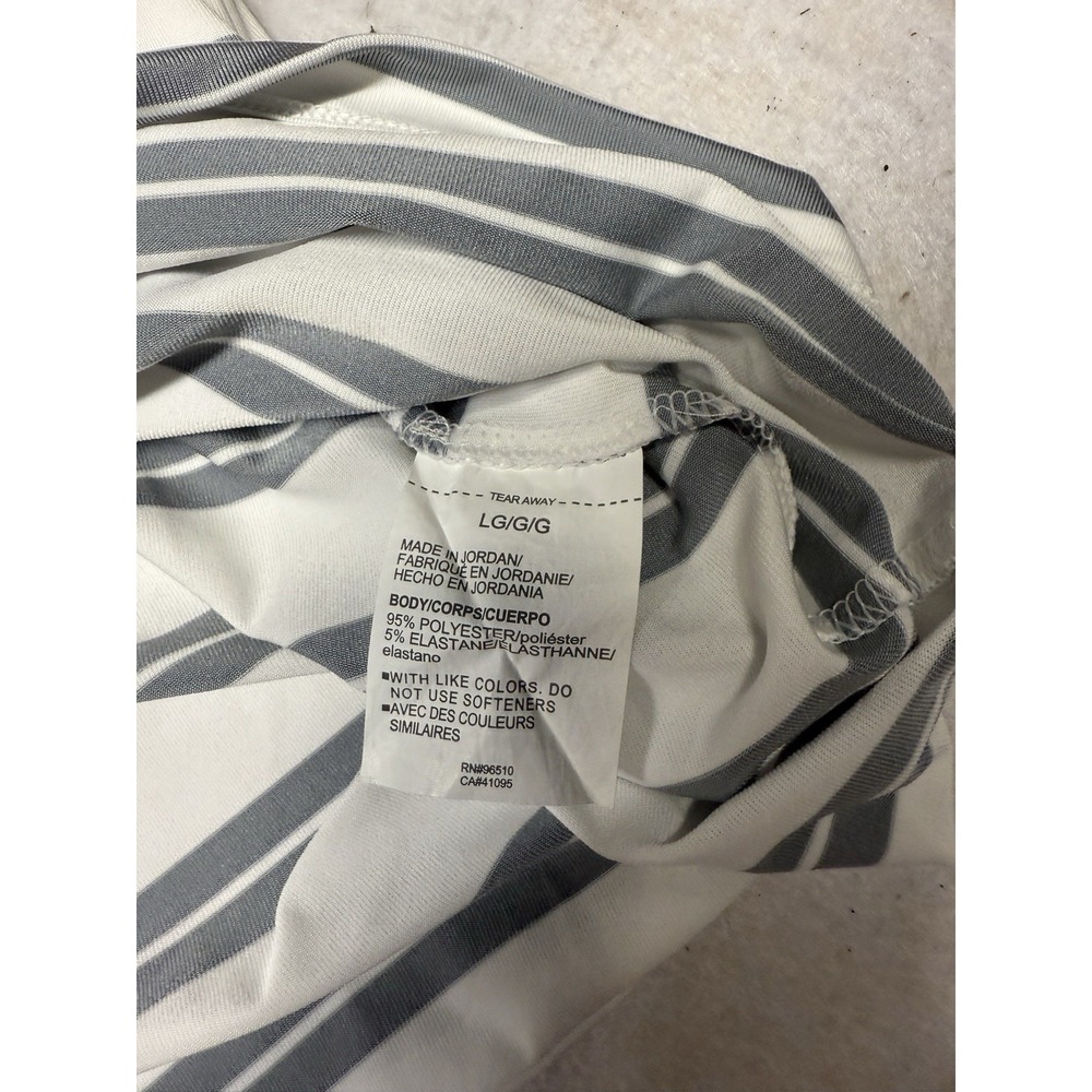 Under Armour Men's Large White Gray Striped‎ Loose Heatgear Golf Polo - Picture 5 of 5